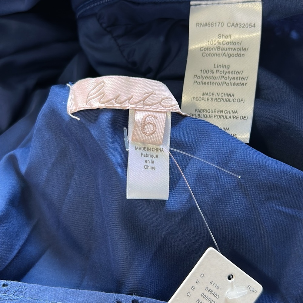 Anthropologie HUTCH Dorri Buckle Back Tank Navy Blue Eyelet Square Neck Sz 6 NEW - Picture 9 of 10